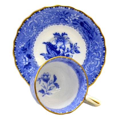 Exquisite Antique Spode R1464 Blue and White China Camilla Demitasse Cup & Saucer