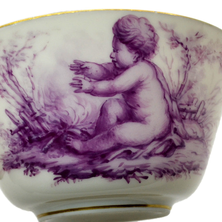 Antique Fine Porcelain China Cherub Teacup and Saucer