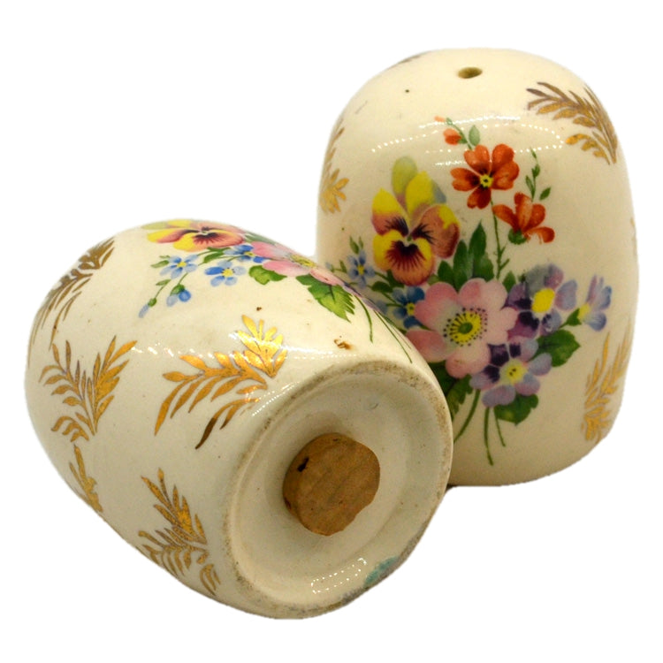 Vintage Floral China Salt and Pepper Set