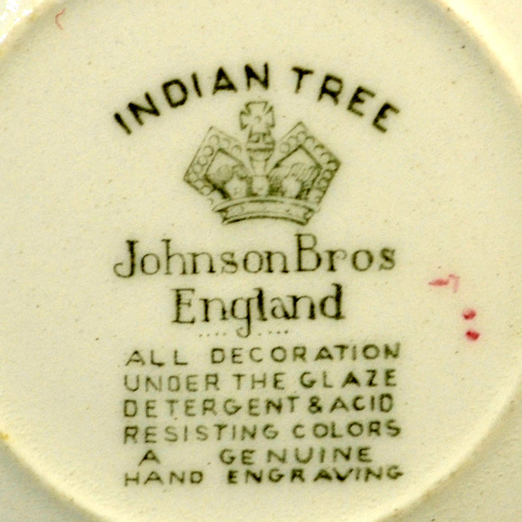 Johnson Brothers China Indian Tree Factory Mark
