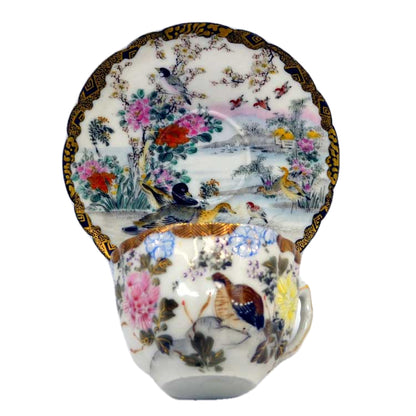 asiatic bird scene chinese cups