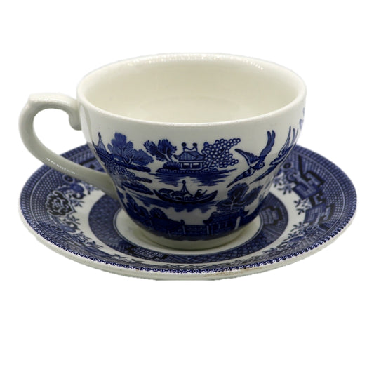 Churchill Blue Willow China Teacup and Saucer