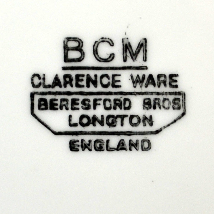 Antique Beresford Brothers Clarence Ware BCM china marks