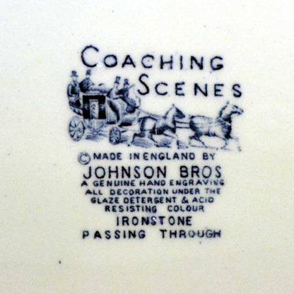 Johnson Brothers Blue and White China Coaching Scenes Passing Through China Mark 