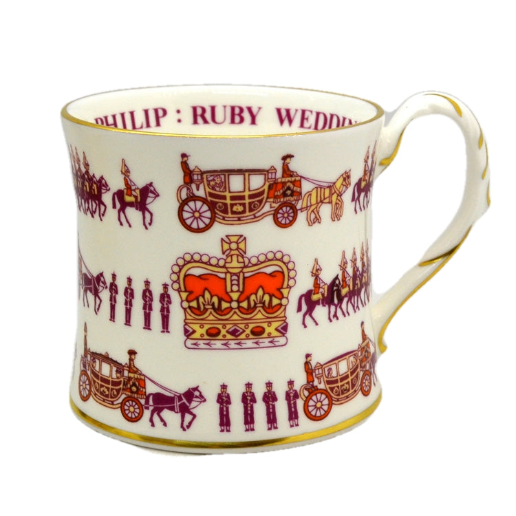 Coalport China Commemorative Queens Ruby Wedding Mug 1987