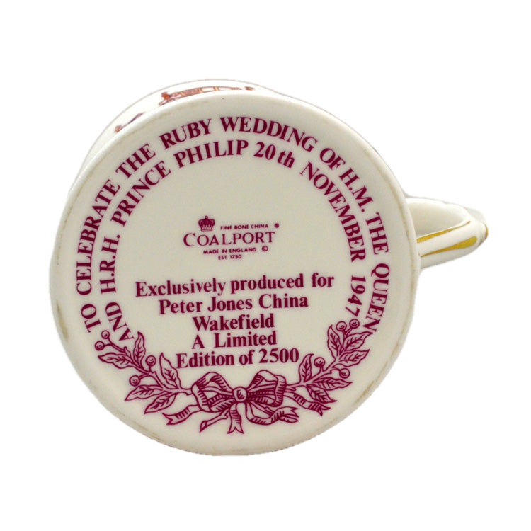 Coalport China Commemorative Queens Ruby Wedding Mug 1987