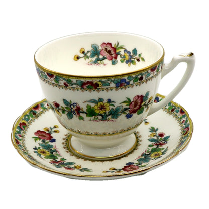 Coalport China Ming Rose Plain Rim Teacup and Saucer