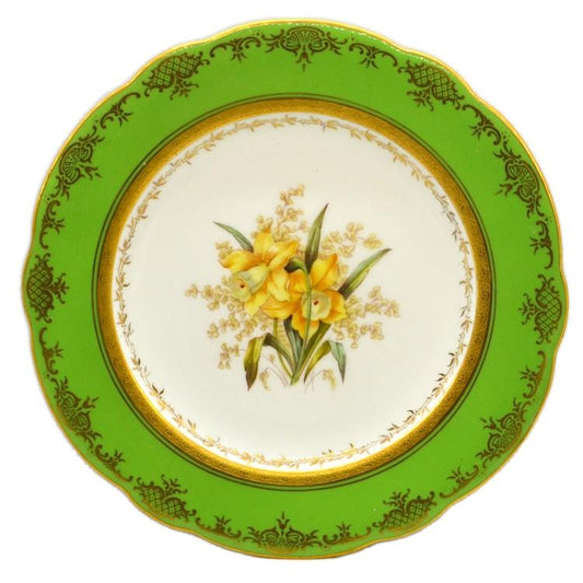Coalport floral china caninet plate Daffodil antique china c1910