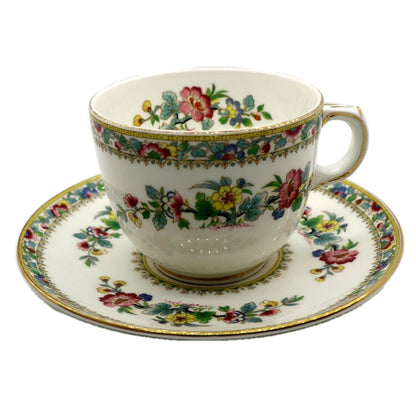 Coalport China Ming Rose round Bowl Teacup and Saucer Plain Rim