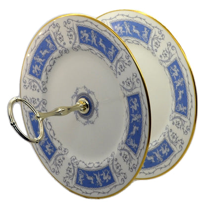 Coalport Revelry China Blue and White Cake Stand