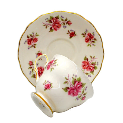 Colclough China Pink Roses Teacup and Saucer 8256