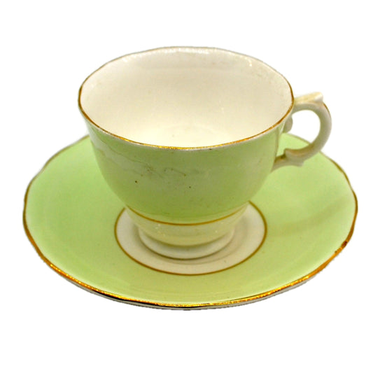 Colclough Harlequin China 6667 Peppermint Green Teacup and Saucer