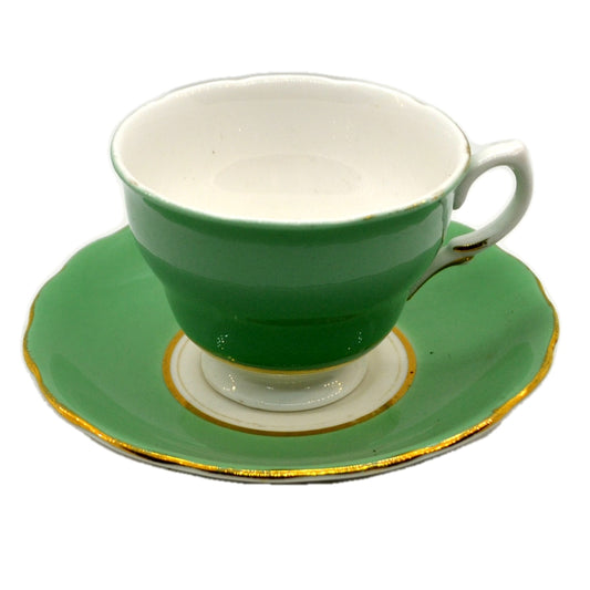 Colclough Ridgway Harlequin China 8144 Ballet Green Teacup and Saucer