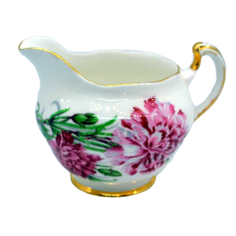 vintage crown regent china milk jug with pink carnation design