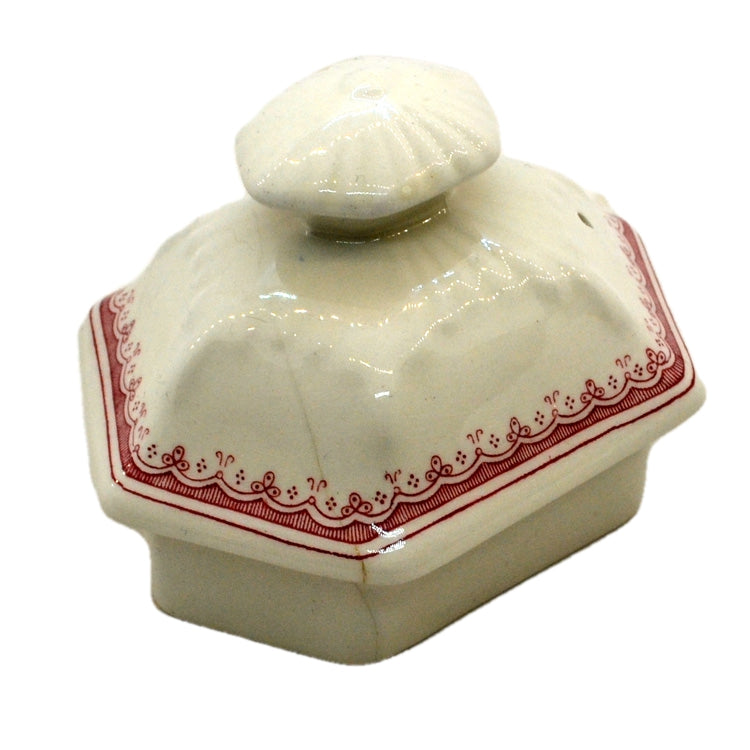 Adams Victoria Red and White China Teapot Base with free lid