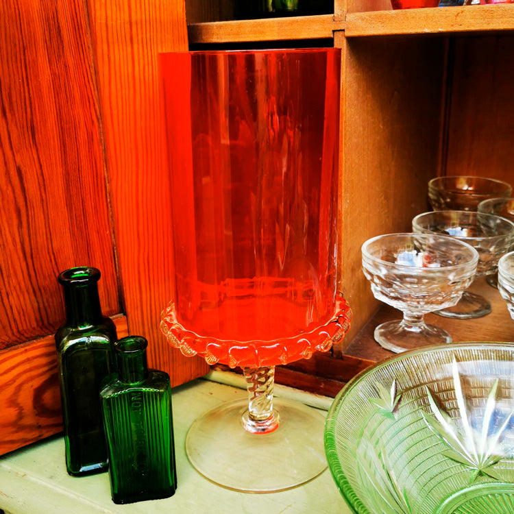 Antique Cranberry Glass Celery Vase scale