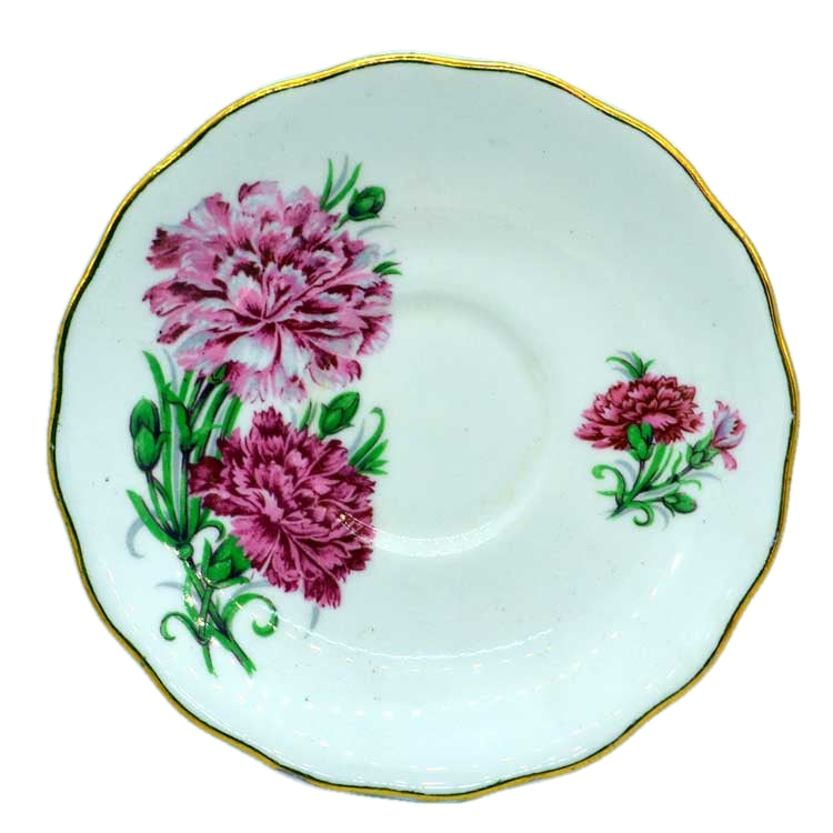 crown regent china pink carnation tea saucer