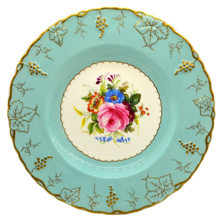 Royal Crown Derby Turquoise Derby Vine China Dessert Plate signed F Garnett