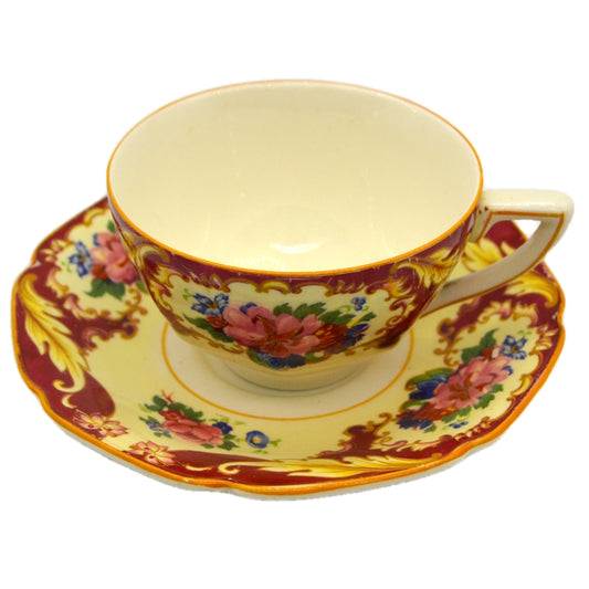 A G Richardson Crown Ducal China Floral Hand Decorated Teacup and Saucer