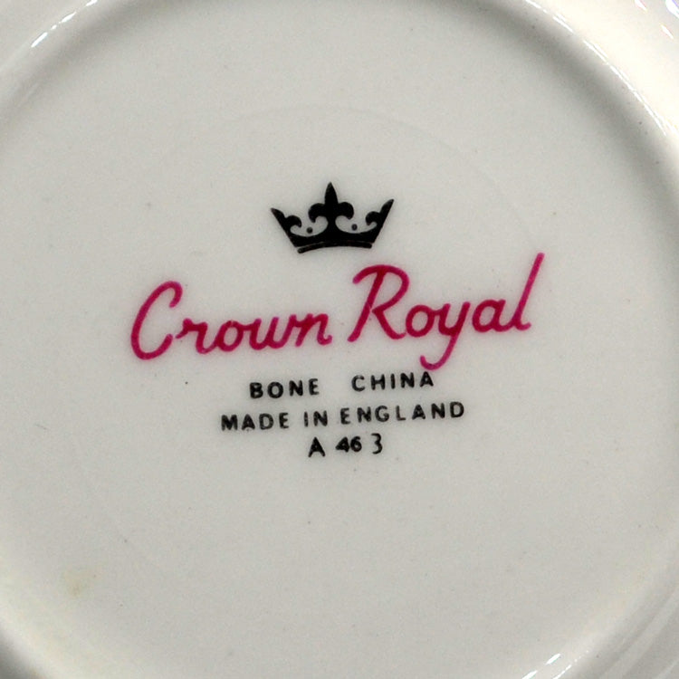 Crown Royal Floral China Tea Cup Trio Squat Shape D cups 1955-1964
