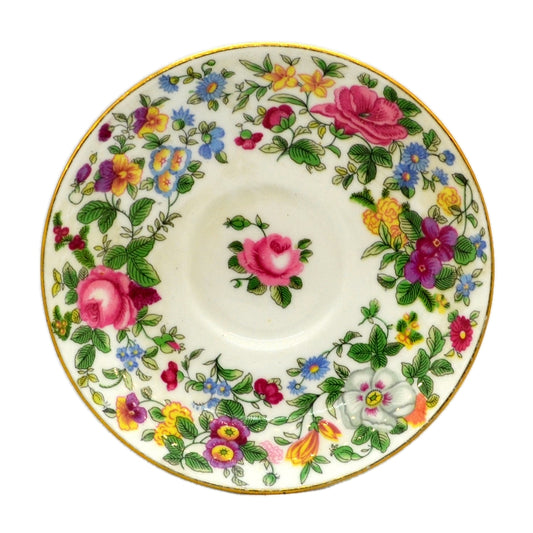 Antique Crown Staffordshire Porcelain 1000 Flowers China Saucer c1913