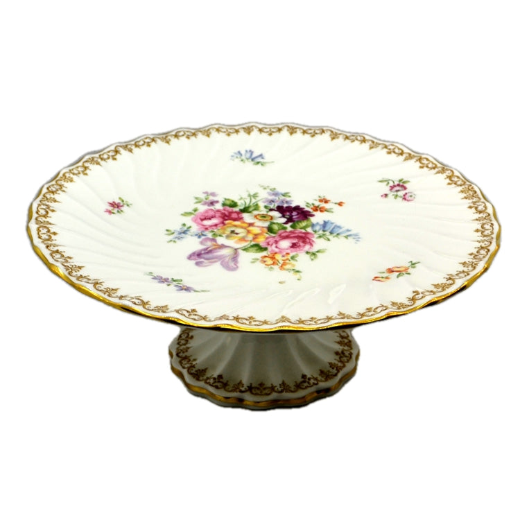 Crown Staffordshire England's Bouquet Porcelain China Cake Stand 10.25-inch