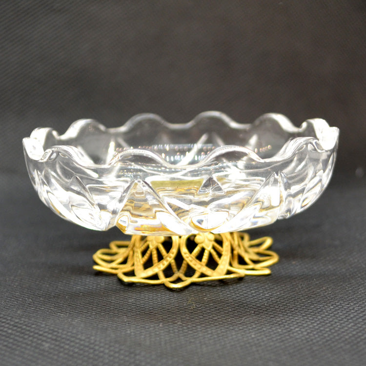 Vintage Italian Lead Crystal and Metal Trinket Dish