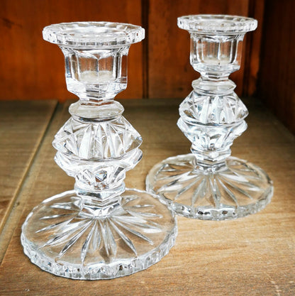 Pair of Cut Lead Crystal Candle Sticks