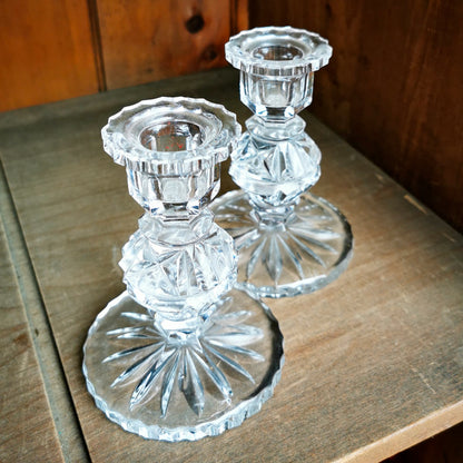 Pair of Cut Lead Crystal Candle Sticks