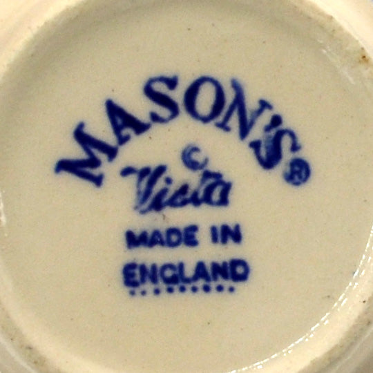 Vintage Masons Ironstone Blue & White Vista China Demitasse Cup & Saucer