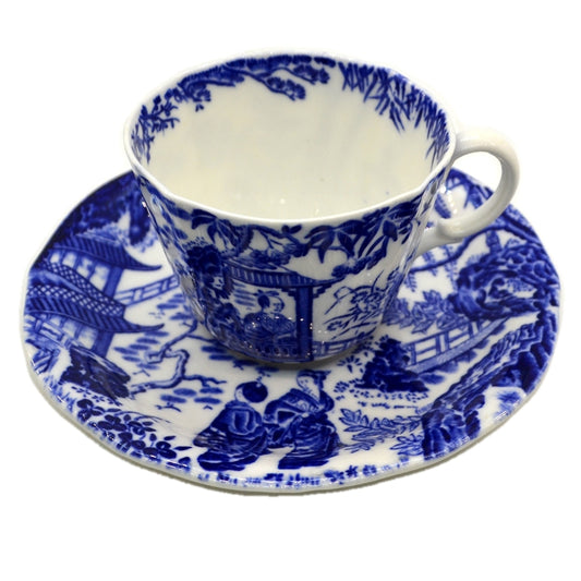 Royal Crown Derby Mikado Blue and White China Teacup and Saucer 1946
