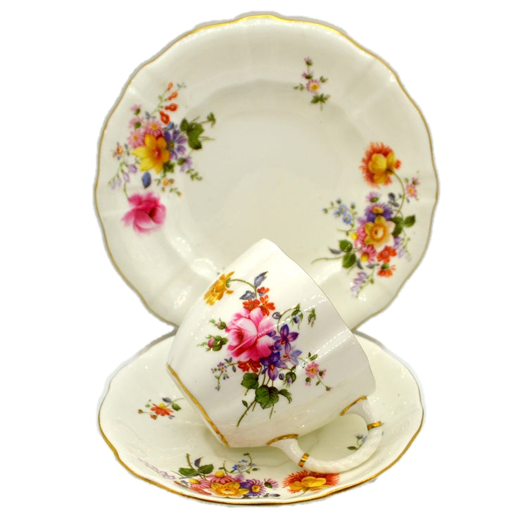 Royal Crown Derby China Posies Teacup Trio