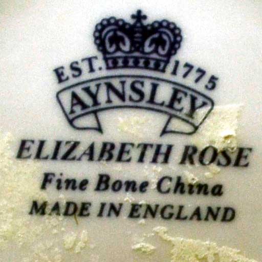 aynsley elizabeth rose china marks with remnants of price label