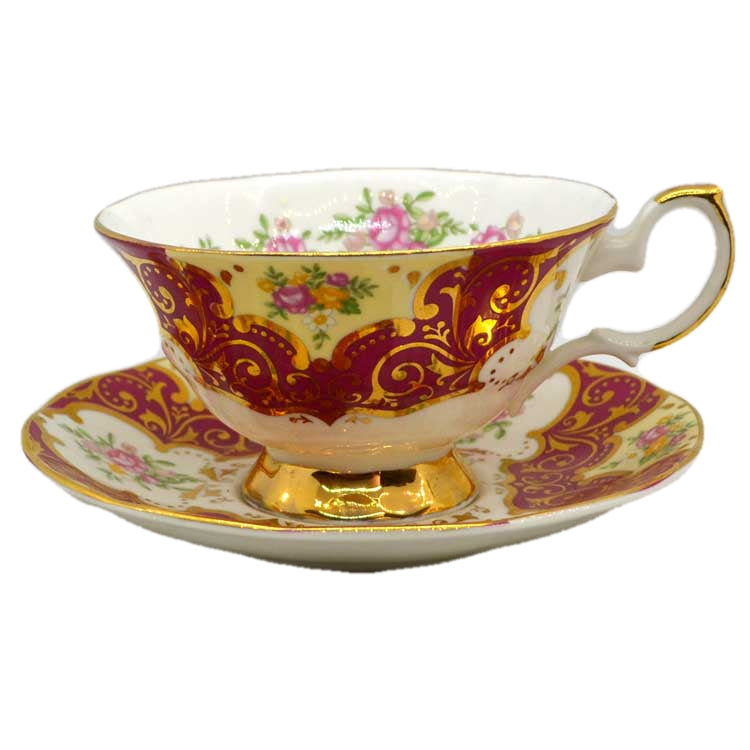 Elizabethan China Floral Balmoral Red Teacup and Saucer