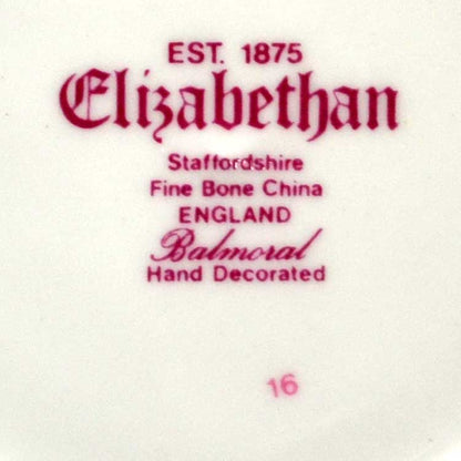 Elizabethan China Floral Balmoral Red China mark