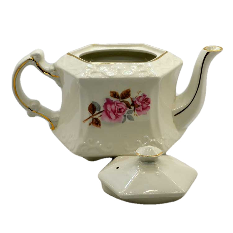 rectangulat vintage floral teapot