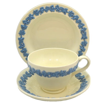 Wedgwood China Embossed Queensware Teacup trio