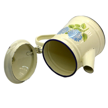 Vintage Enamel Tea Pot with Hydrangea design 1Pint