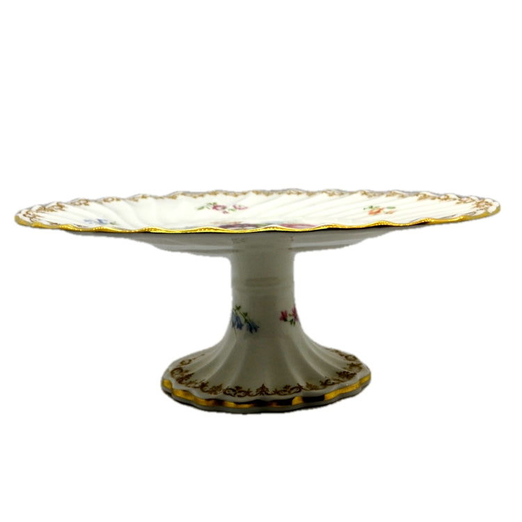 Crown Staffordshire England's Bouquet Porcelain China Cake Stand 10.25-inch