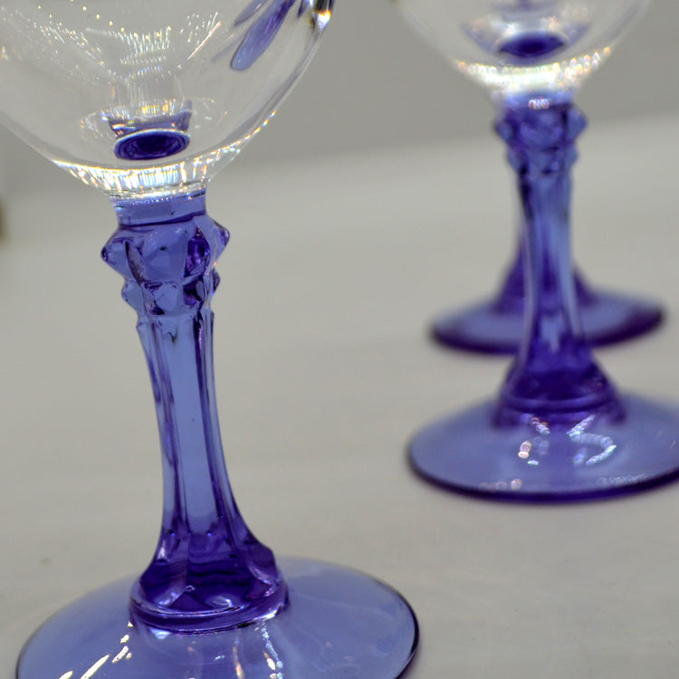 Set of 6 Vintage Purple Stemmed Liqueur Glasses