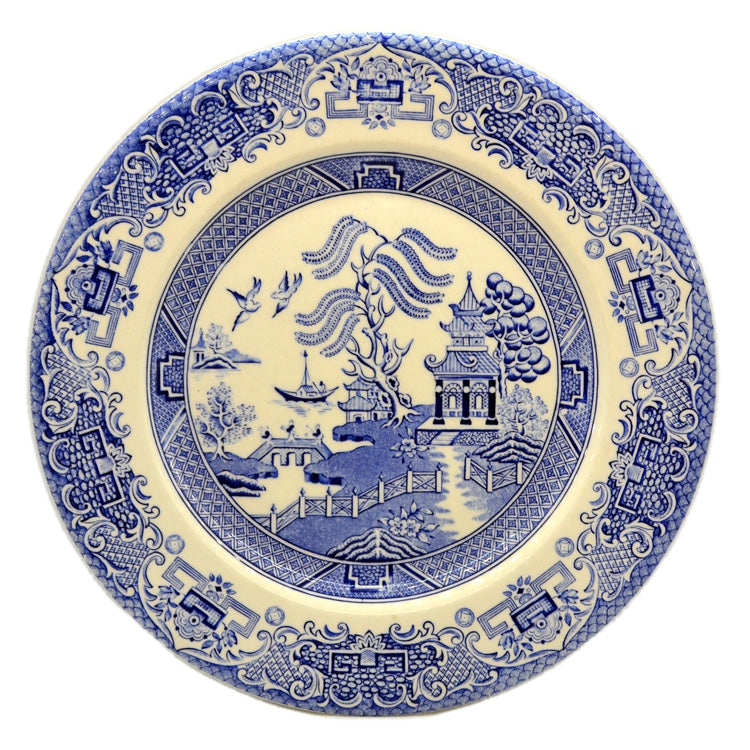 English Ironstone Pale Blue and White China Willow 9-5/8th-inch Dinner Plate