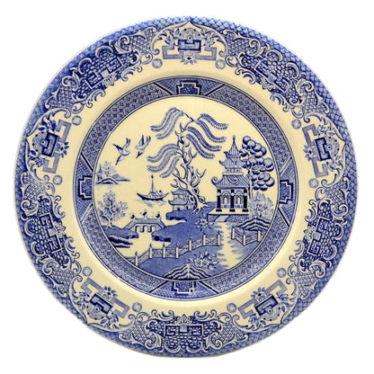 English Ironstone Pale Blue and White China Willow 9-5/8th-inch Dinner Plate