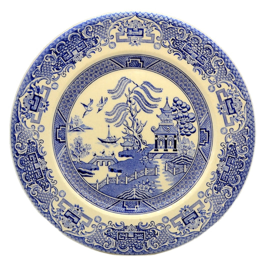 English Ironstone Pale Blue and White China Willow 9-5/8th-inch Dinner Plate