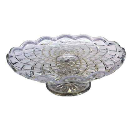 Quarter molded vintage english pressed glass cake stand