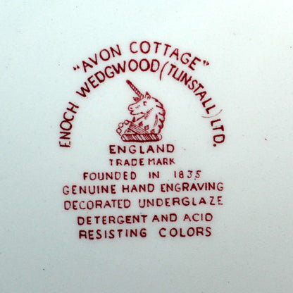 Enoch Wedgwood Red and White China Avon Cottage Side Plate