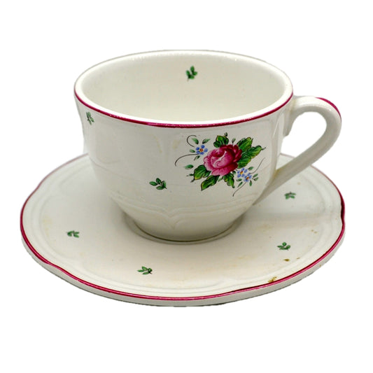 Ethan Allen Floral China Breakfast Cup and Saucer