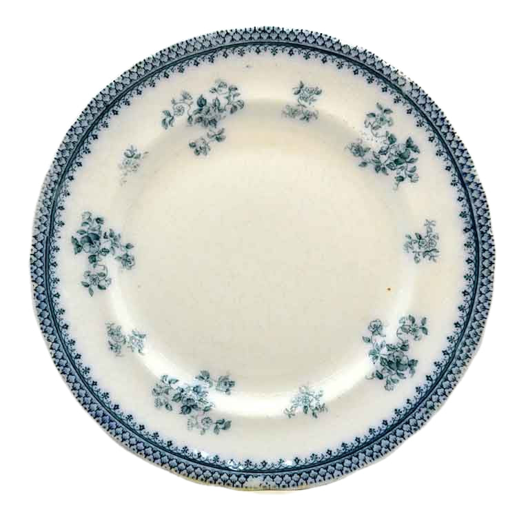 Antique Burgess & Leigh Florida Blue and White Floral China Dinner Plate c1912