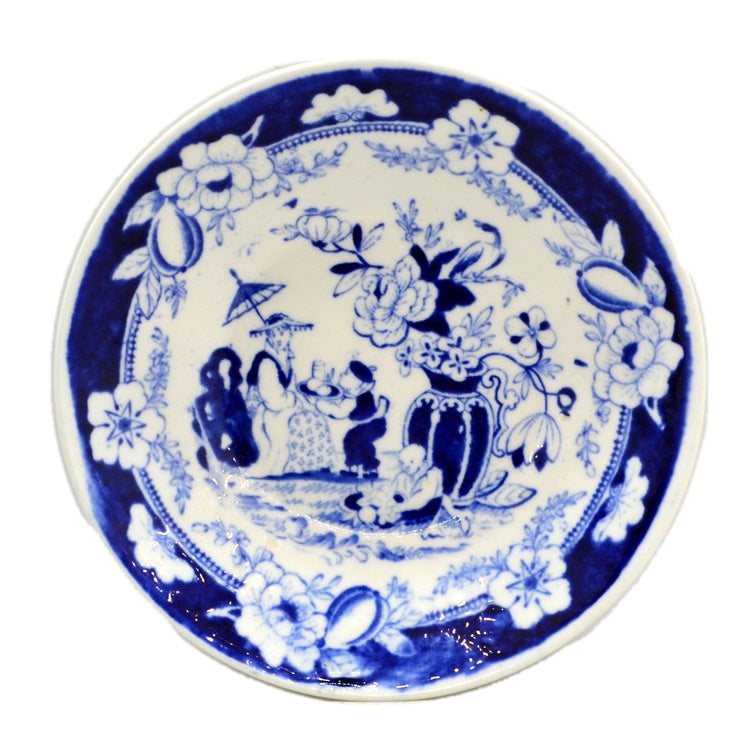 Antique china flow blue teacup saucer