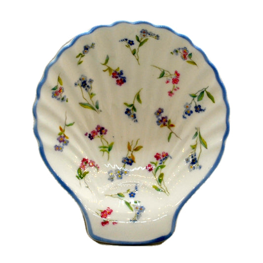 Royal Worcester China Forget Me Not Shell Trinket Dish