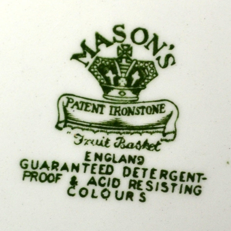 Mason's Green Fruit Basket Patent Ironstone China Dinner Plate